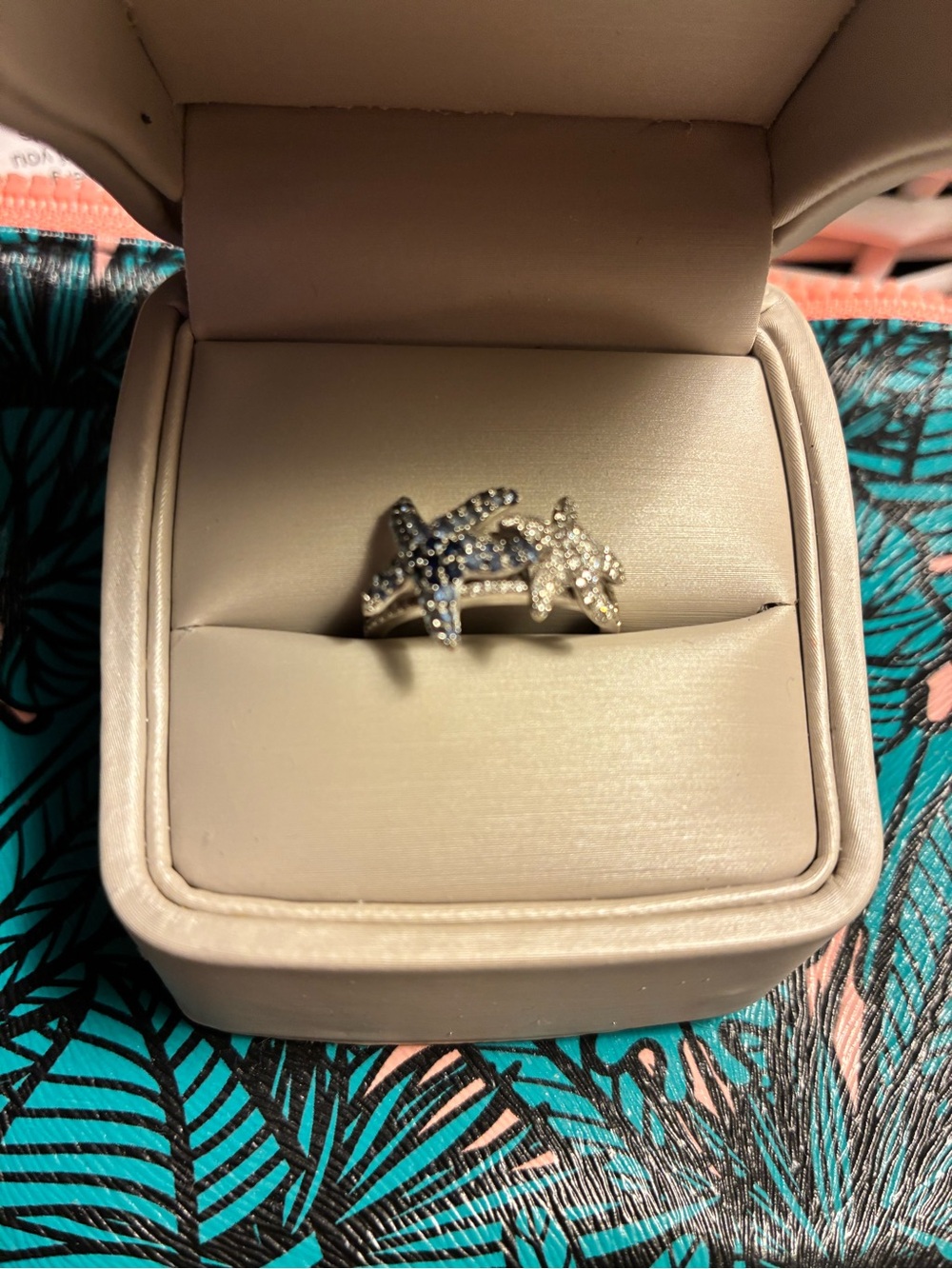 Effy Seaside 14k Blue Sapphire and Diamond Double Starfish Ring